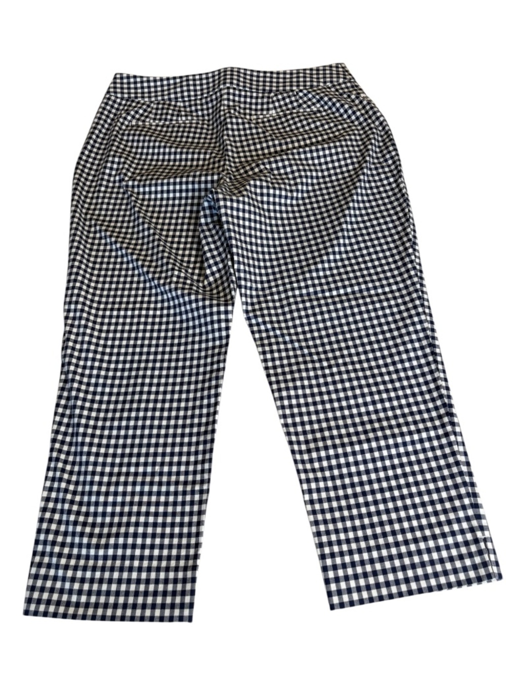 Talbots Slim Crop Preppy Gingham Pants in Navy Blue and White Size 10P - Picture 3 of 11